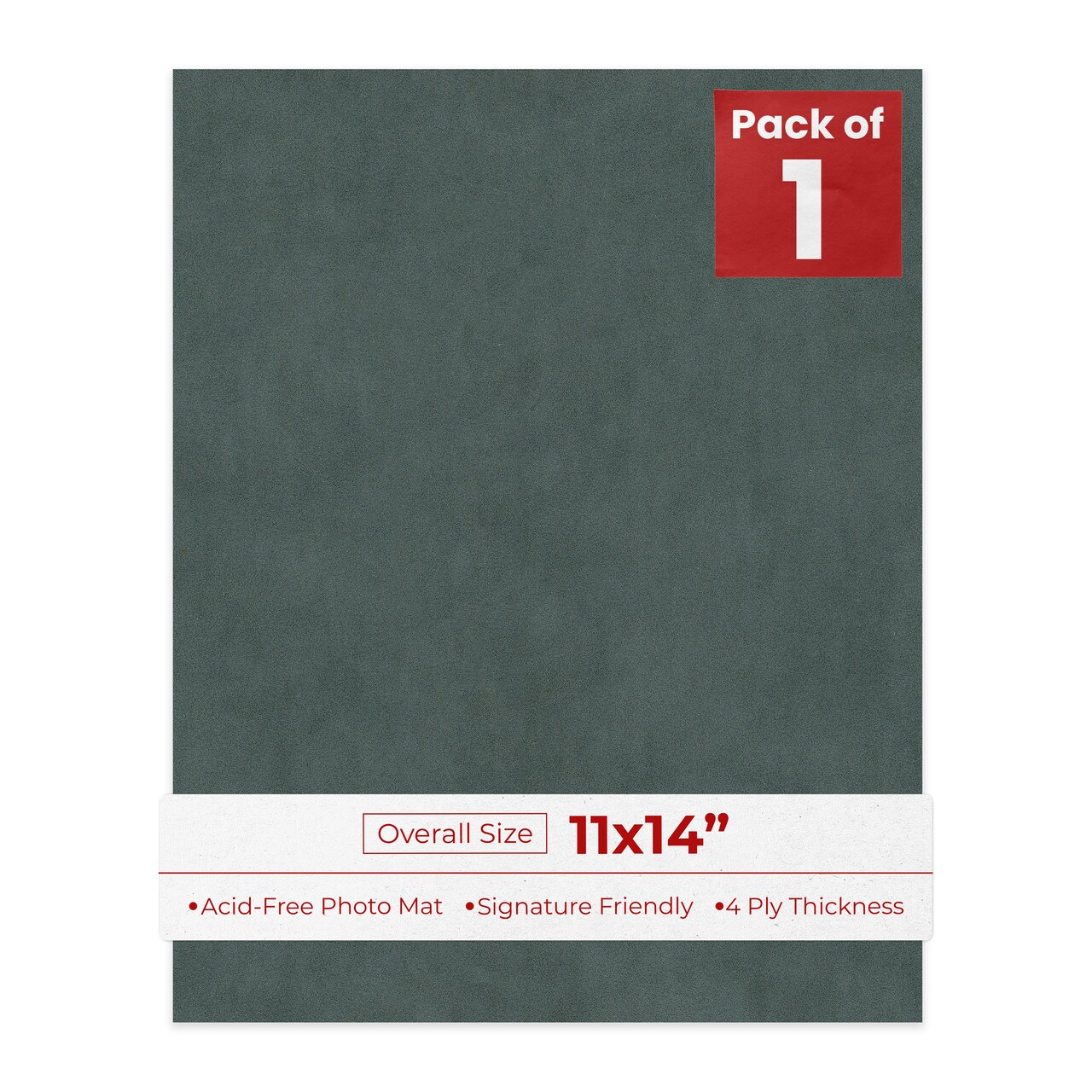 Dark Grey Suede 11x14 Uncut Mat Board - Blank Sheets, No Opening